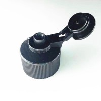 28mm Black Ribbed closure Flip Top Cap