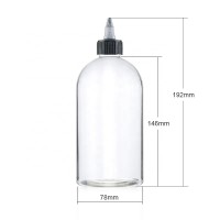 ST 500ml fat  PET plastic squeeze sharp mouth bottle with color-customized screw cap for liquid